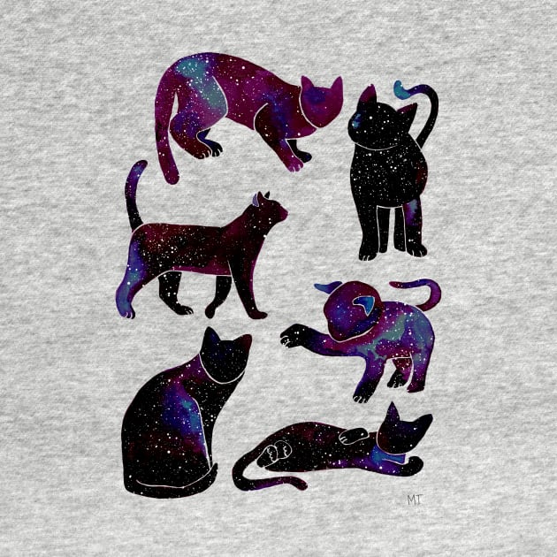 Galaxy Cats Pattern - Black by monitdesign